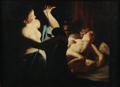 Psyché découvre Cupidon, premier tiers du XVIIe siècle - Candlelight Master