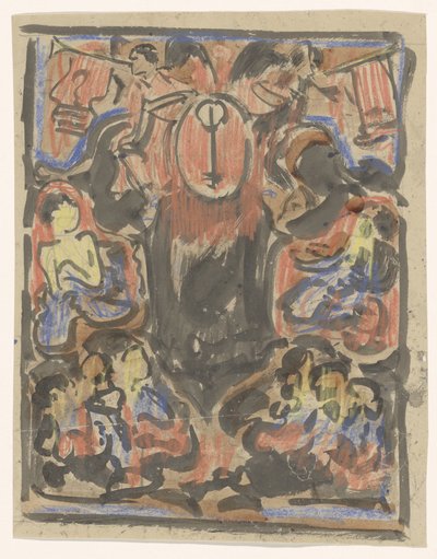 Conception décorative avec deux hérauts en haut - Carel Adolph Lion Cachet