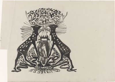 Conception décorative avec deux cerfs debout - Carel Adolph Lion Cachet