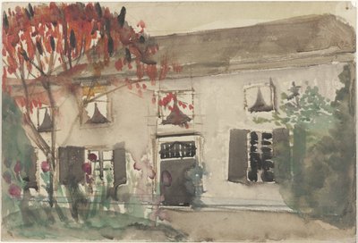 Maison avec jardin et arbre rouge - Carel Adolph Lion Cachet