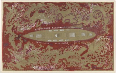 Conception pour le vignette de la Koninklijke Paketvaart Maatschappij - Carel Adolph Lion Cachet