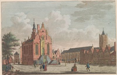 Marché et hôtel de ville de Schiedam, vers 1790 - Carel Frederik Bendorp (I)