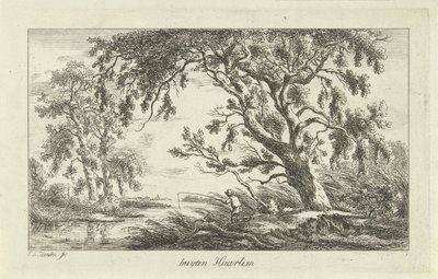 Pêcheur dans un paysage fluvial (Buyten Haarlem) (Paysages a-f) - Carel Lodewijk Hansen