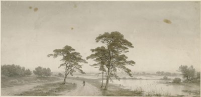 Paysage plat avec un promeneur - Carl Friedrich Lessing