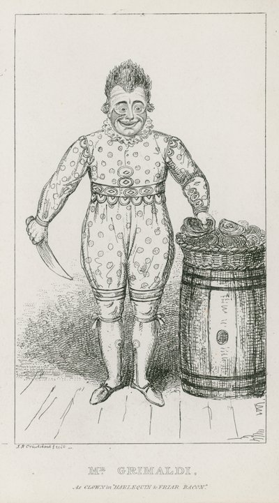 M. Joseph Grimaldi en clown dans Harlequin et Friar Bacon - Carl Georg Adolph Hasenpflug