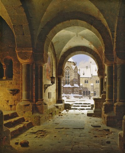 La porte du monastère en hiver, 1840 - Carl Georg Adolph Hasenpflug