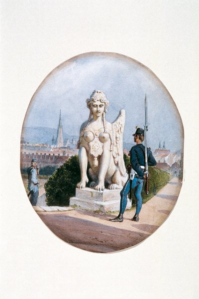 Un fantassin en sentinelle devant le Belvédère supérieur - Carl Goebel d. J.