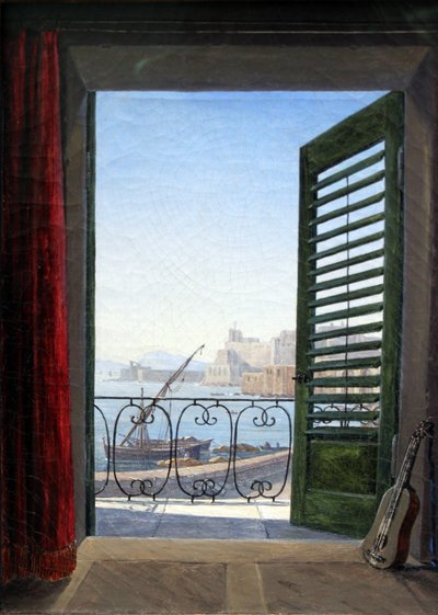 German : Balkon in Neapel Chambre avec balcon donnant sur le golfe de Naples - Carl Gustav Carus