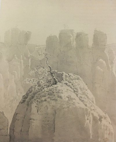 French : Vue du pont de Bastei en Suisse saxonne vers la Petite Oie - Carl Gustav Carus