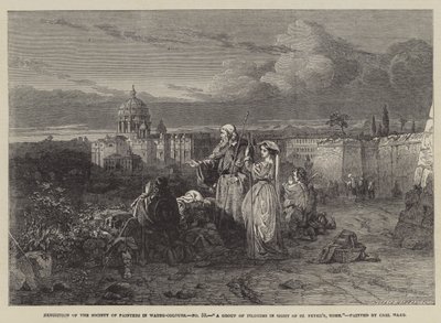 Un groupe de pèlerins en vue de Saint-Pierre, Rome - Carl Haag