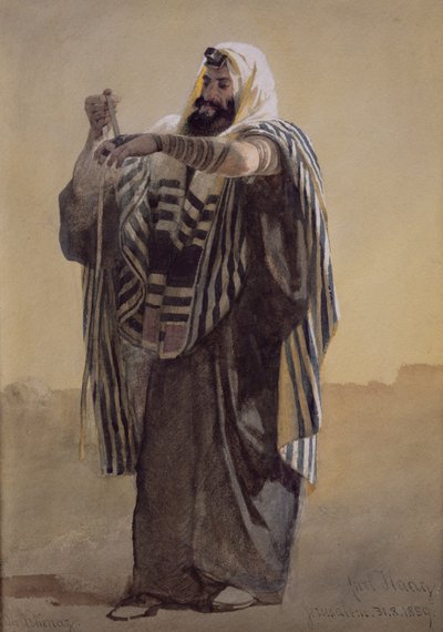 Un berger de Jérusalem enroulant les phylactères pour la main, 1895 - Carl Haag