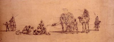 Figures et chameaux dans le désert - Carl Haag