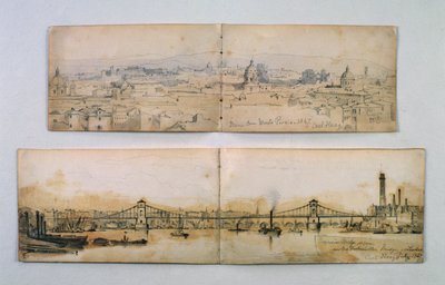 Pont suspendu de Hungerford et Monte Pineio, 1847 - Carl Haag