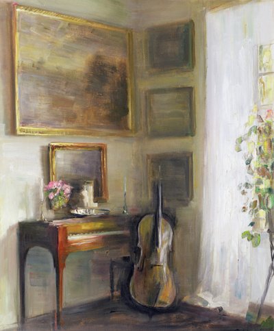 Intérieur avec violoncelle et épinette - Carl Holsoe