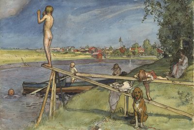 Un endroit agréable pour se baigner, de la série A Home, c.1895 - Carl Larsson