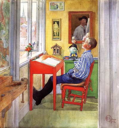 Esbjorn faisant ses devoirs, 1912 - Carl Larsson
