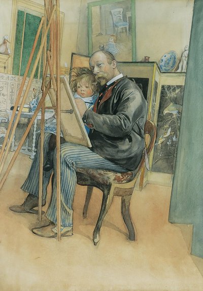 Image miroir avec Brita - Carl Larsson
