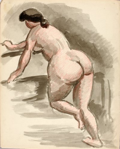 Femme nue appuyée sur le genou gauche - Carl Newman