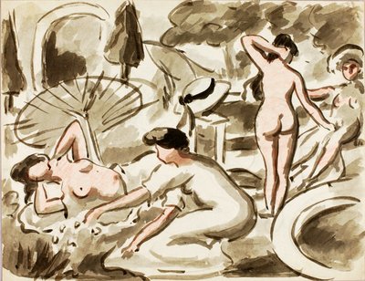 Groupe de femmes nues et semi-nues - Carl Newman