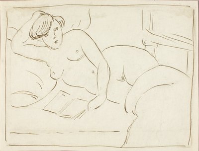 Nu féminin couché avec livre - Carl Newman