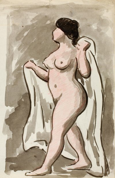 Nu féminin debout avec drapé - Carl Newman