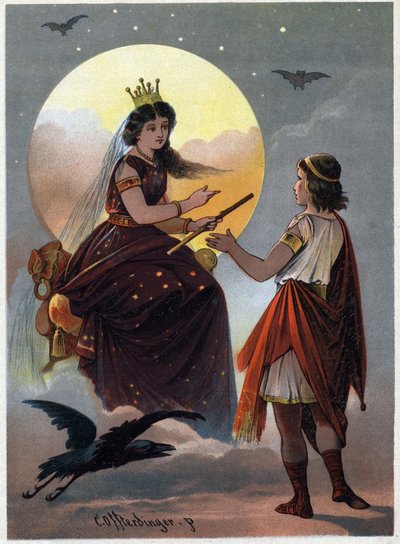 Le prince Tamino devant la Reine de la Nuit enchanteresse et offre sa fille en mariage s