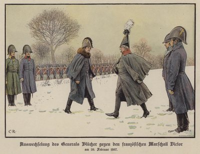 Échange des maréchaux de camp prussiens et français capturés Gebhard Blücher et Claude Victor-Perrin, 20 février 1807 - Carl Röchling