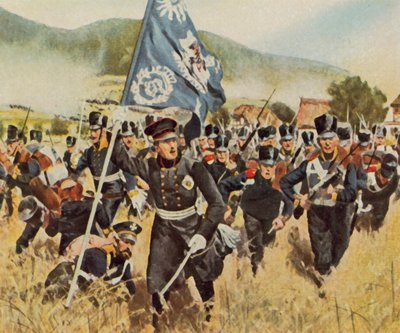 La bataille de Kulm et Nollendorf, 29 et 30 août 1813 (lithographie couleur agrandie) - Carl Rochling