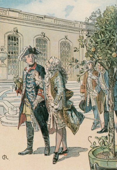 Frédéric le Grand (1712-1786) en conversation avec le philosophe français, Voltaire (1694-1778) - Carl Rohling