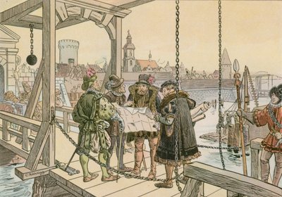 John George avec les plans de la citadelle de Spandau en 1580 - Carl Rohling