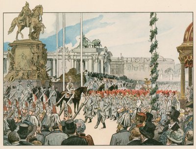 Guillaume II, empereur allemand et roi de Prusse (1859-1941), lors de la dédicace du monument national à Berlin en 1897 - Carl Rohling