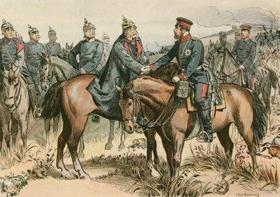 Guillaume Ier, Roi de Prusse et premier Empereur allemand (1797-1888) saluant son fils à Sadowa en 1866 - Carl Rohling