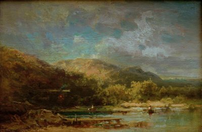 Cabane au bord du lac avec des figures - Carl Spitzweg