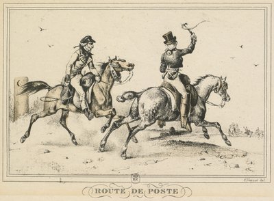 Scènes de la vie quotidienne, routes et chemins : Route postale..., 1817 - Carle Vernet