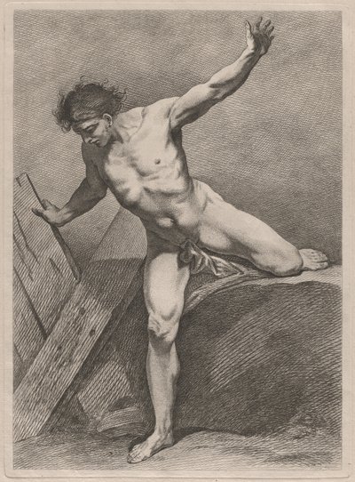 Homme grimpant avec les bras étendus - Carle van Loo