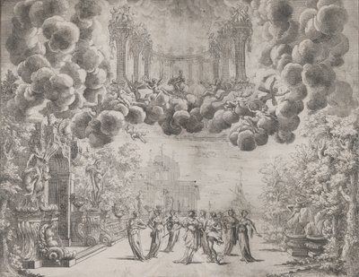 Décor de scène avec figures allégoriques, de 