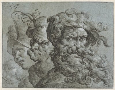 Quatre têtes de caractère de garçons et d