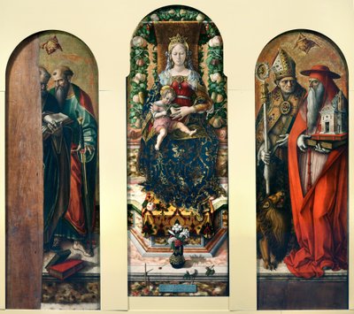 Madone et Enfant et Saints Pierre et Paul, Ansovino et Jérôme - Carlo Crivelli