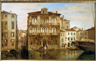 Maria Taglioni dans une gondole devant son bâtiment à Venise - Carlo Ferrari