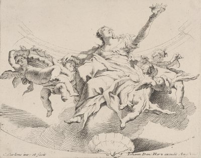 Pouvoir, représenté par une femme assise sur des nuages tenant une couronne et entourée de putti..., 1725-75 - Carlo Innocenzo Carloni