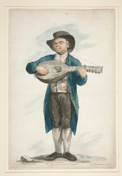 Claudi, le joueur de luth et chanteur aveugle. De la série des douze personnages de rue florentins. - Carlo Lasinio
