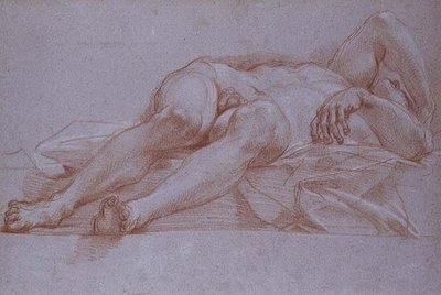 Étude pour la figure de Sisera, craie sur papier, vers 1680 : dessin préliminaire pour la mosaïque de Jael et Sisera pour la chapelle de la Présentation à Saint-Pierre, Rome - Carlo Maratta or Maratti