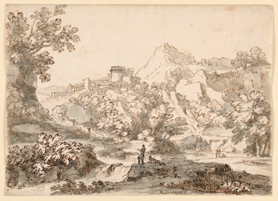 Dessin, Paysage avec ville, 1750-1770 - Carlo Marchionni