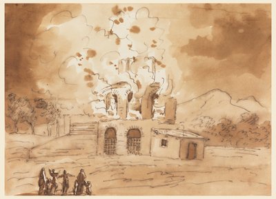 Paysage avec une tour en feu - Carlo Marchionni