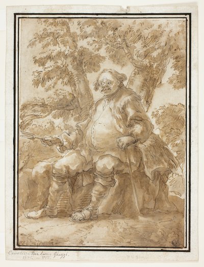 Homme assis devant des arbres - Carlo Marchionni