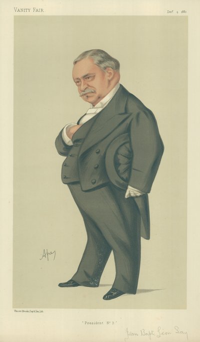 M Jean Baptiste Léon Say, Président n°3, 4 décembre 1880, caricature de Vanity Fair - Carlo Pellegrini