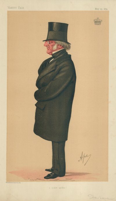 Philip-Henry Stanhope Stanhope, un noble écrivain, 23 mai 1874, caricature de Vanity Fair - Carlo Pellegrini