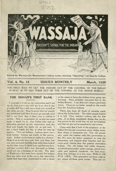Numéro de Wassaja, Vol. 4, No. 12 - Carlos Montezuma