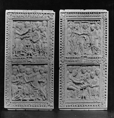Le roi David commandant et chantant les Psaumes; Saint Jérôme ordonné par le pape Boniface d