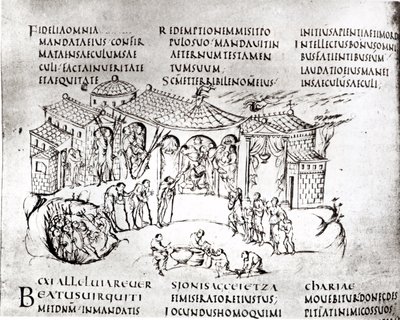 Diverses scènes illustrant un psaume, du Psautier d